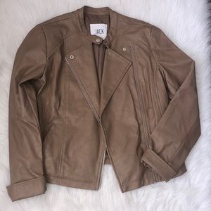 Tan faux leather moto jacket